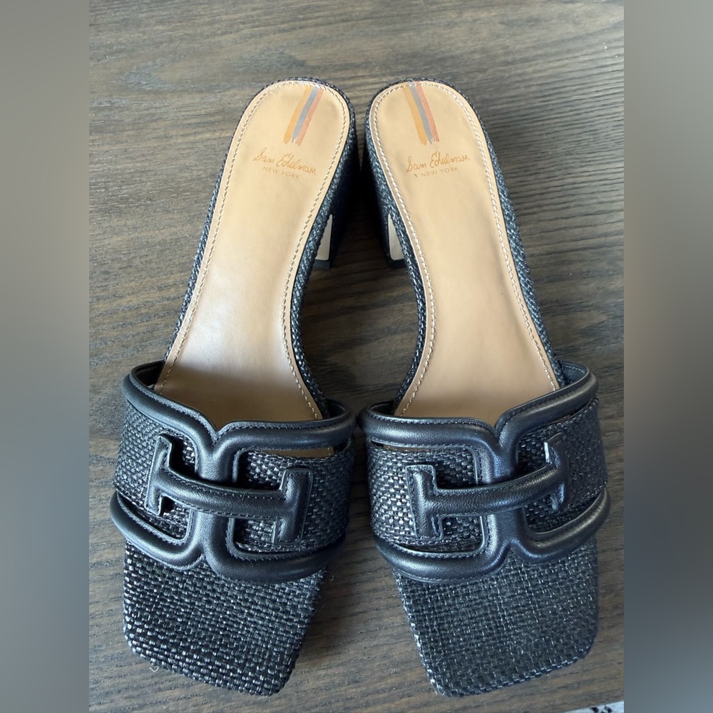 Sam Edelman Black Textured Mules